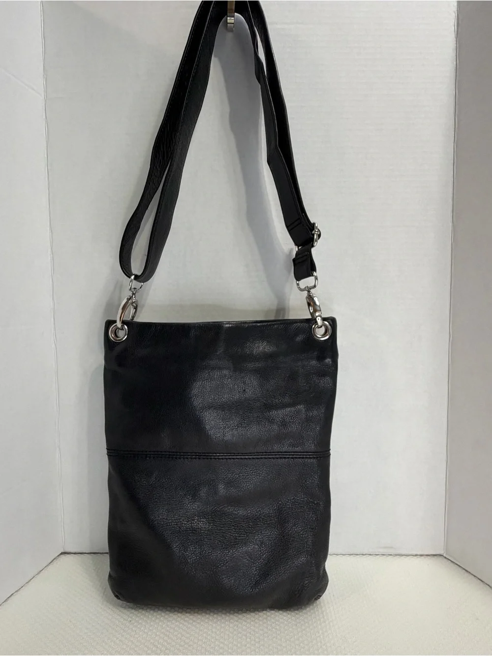 Y2K margot Black Genuine Leather Label Accent